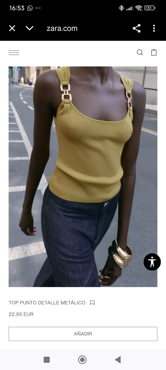 Top punto Zara detalle metálico
