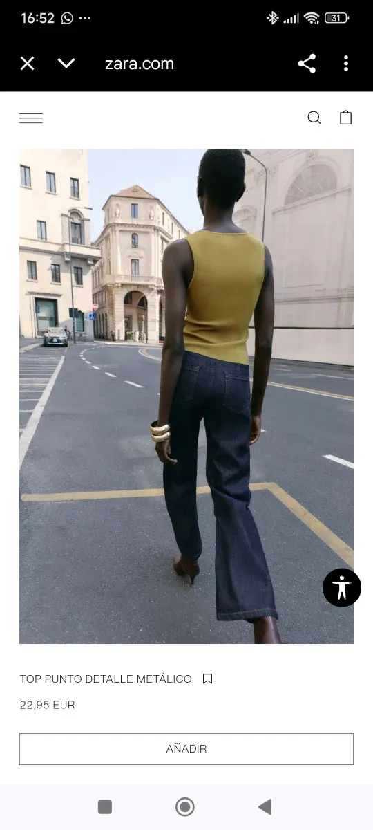 Top punto Zara detalle metálico