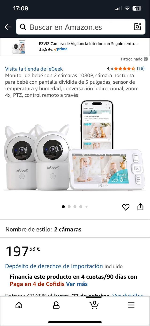 Monitor Bebé iGeek 2 Cámaras 1080P