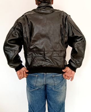Bomber aviador Cuero Auténtico Talla L Medidas ind