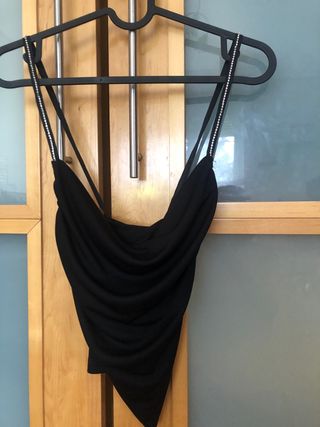 Top Mango Tirante Joya Negro