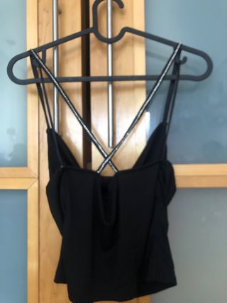 Top Mango Tirante Joya Negro
