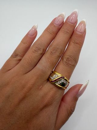 Anillo Oro 18k Rubíes y Diamantes