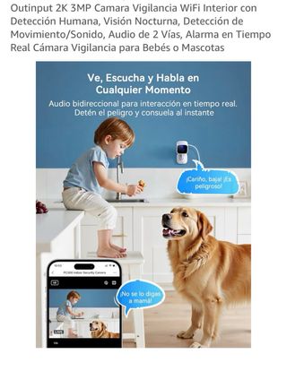 Cámara Vigilancia WiFi Outinput 2K 3MP Interior