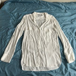 Camisa Zara Blanca Manga Larga Talla XS