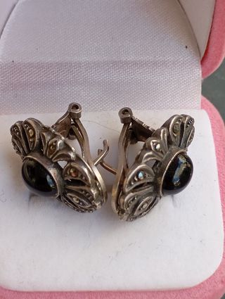 Pendientes Plata Onix y Marquesitas