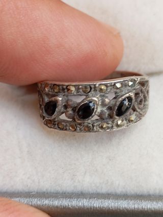 Anillo Plata Ónix y Marquesita