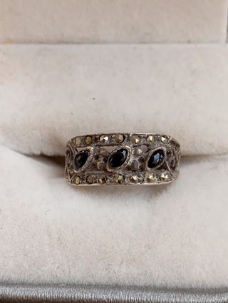 Anillo Plata Ónix y Marquesita