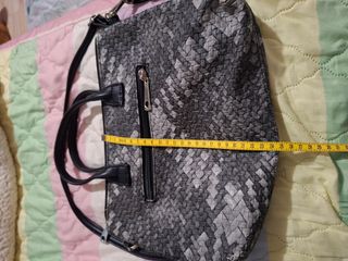 Borsa similpelle nera e grigia