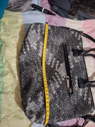 Borsa similpelle nera e grigia