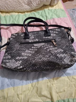 Borsa similpelle nera e grigia