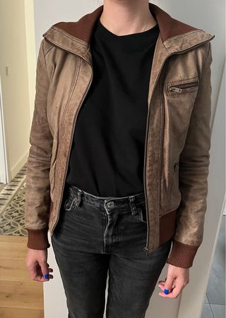 Chaqueta de cuero Bershka vintage