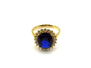 sortija oro 18k con piedra con zafiro,circonita t. 16 (17,84 mm)