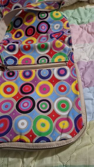 Borsa tessuto fantasia cerchi multicolor