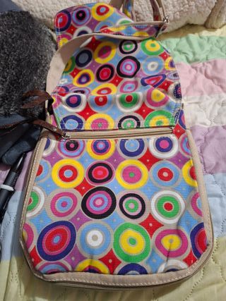Borsa tessuto fantasia cerchi multicolor