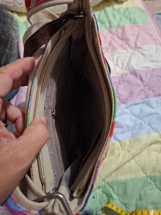 Borsa tessuto fantasia cerchi multicolor