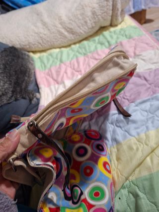 Borsa tessuto fantasia cerchi multicolor