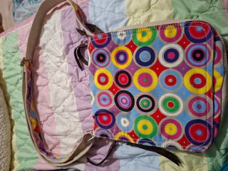 Borsa tessuto fantasia cerchi multicolor