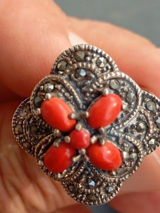 Anillo Plata Coral y Marquesita
