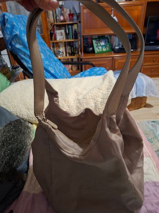 Borsa beige tessuto sintetico impermeabile