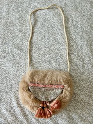 Bolso Zara pelo niña beige y rosa muy suave 