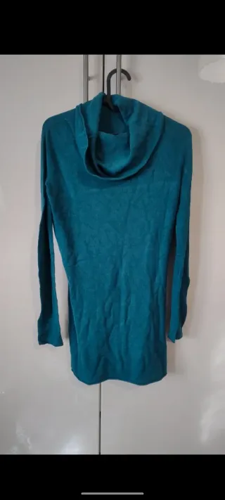 Abito/maglione collo ampio, color ottanio/petrolio