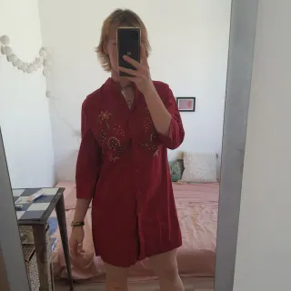 Túnica vestido vintage rojo bordado