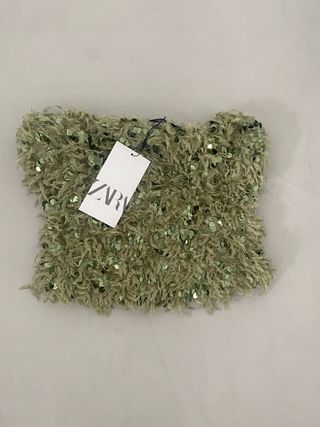Top Zara lentejuelas verde