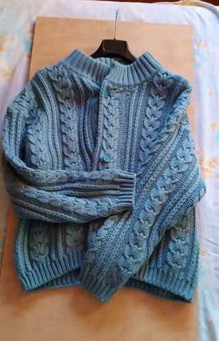 Giacca vintage anni '90 misto lana blu