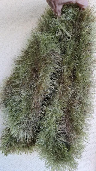 Bufanda de pelo verde y marrón