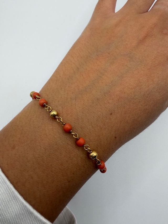 Pulsera oro 18k con coral