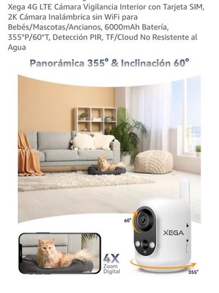 Cámara Vigilancia Xega 4G LTE Interior 2K
