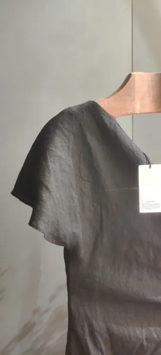 Vestido Mango Negro Lino. Sin Estrenar. 