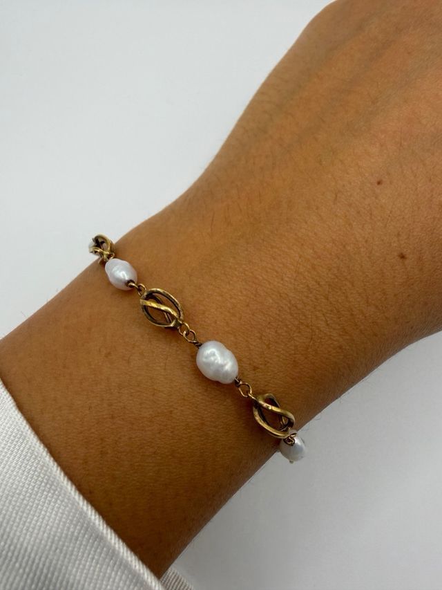 Pulsera Oro 18k con Perlas de Río