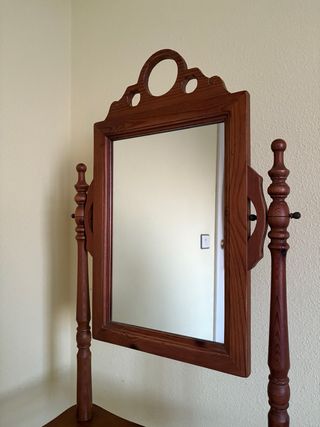 Tocador antiguo madera espejo basculante
