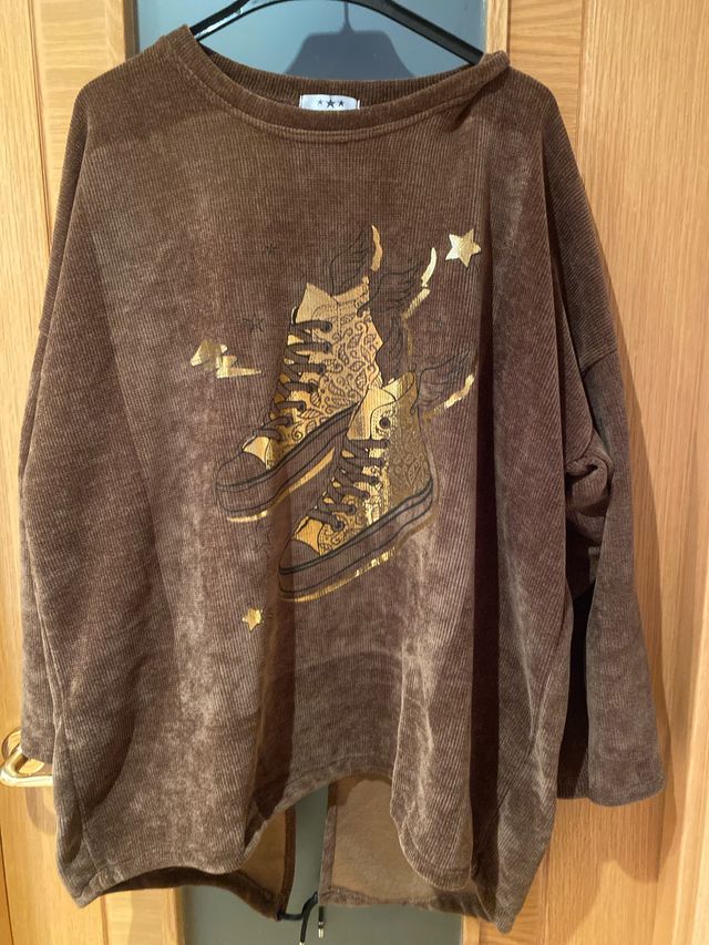 Sudadera Marrón Talla XXXL con Estampado