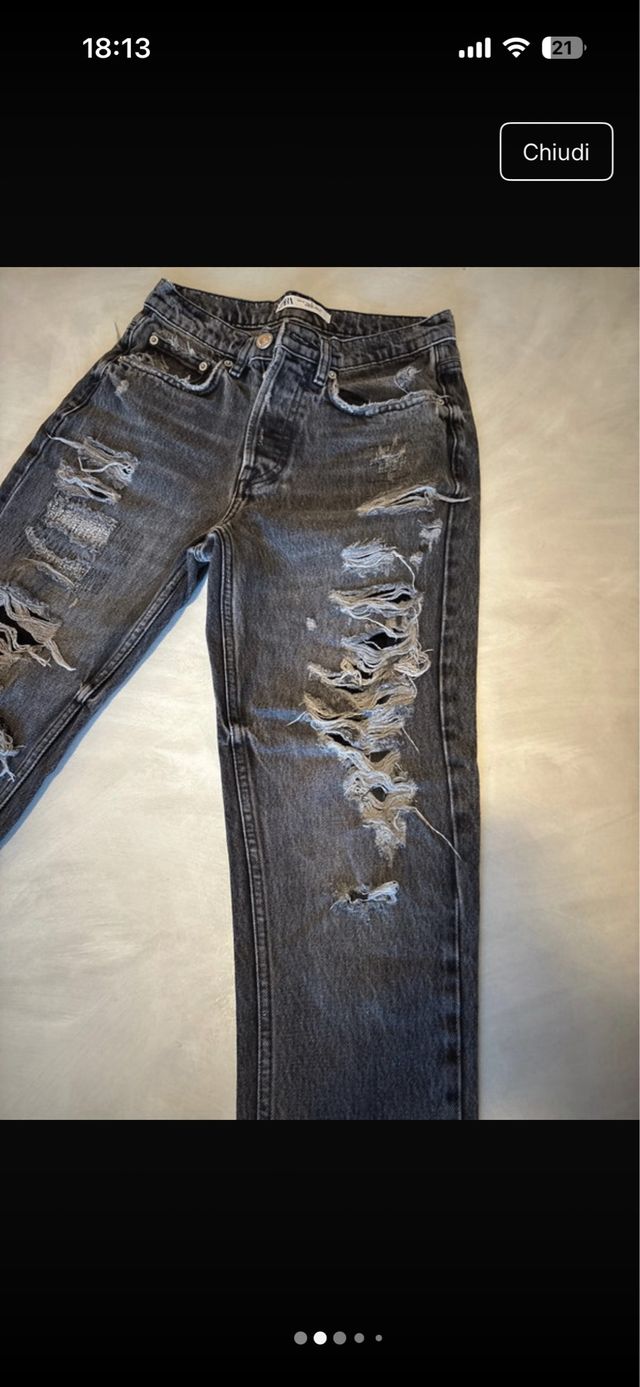 Jeans Zara uomo strappati grigi