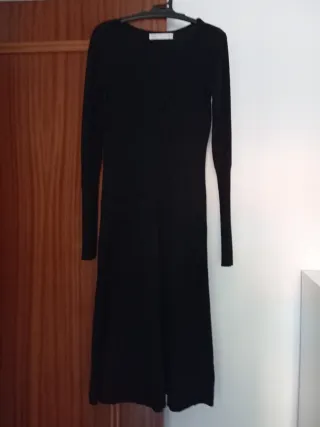 Vestido negro lanita manga larga T. S/M