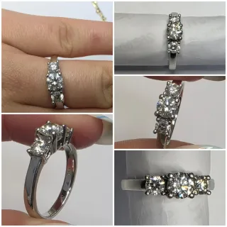 Anillo de oro 18ct blanco diamantes con naturales