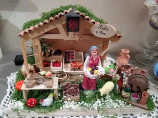 Mestiere presepe frutta e vino fatto a mano