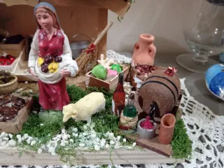 Mestiere presepe frutta e vino fatto a mano