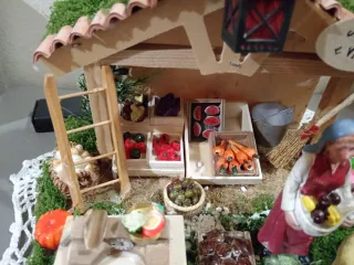 Mestiere presepe frutta e vino fatto a mano