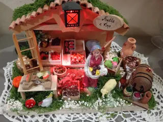 Mestiere presepe frutta e vino fatto a mano