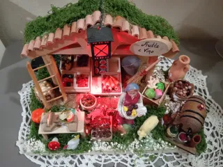 Mestiere presepe frutta e vino fatto a mano