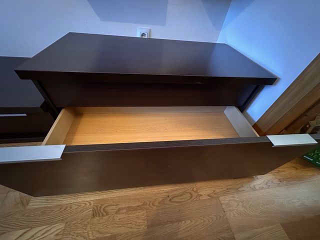 Mueble TV salón madera y cristal