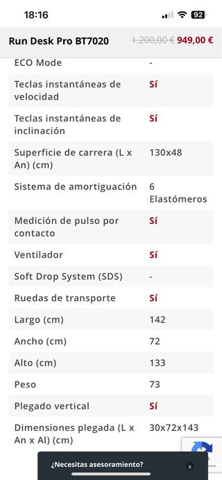 Cinta de Correr BH BT7020