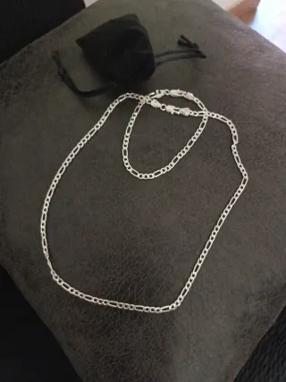 Conjunto Cadena 45cm y Pulsera 20cm Plata