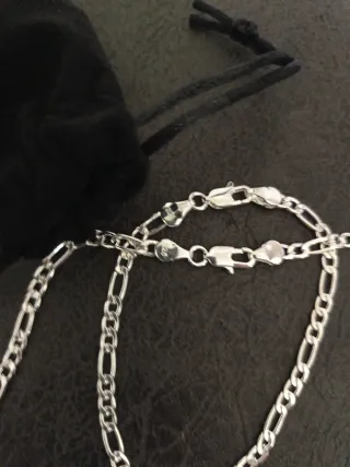 Conjunto Cadena 45cm y Pulsera 20cm Plata