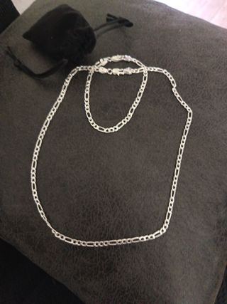 Conjunto Cadena 45cm y Pulsera 20cm Plata