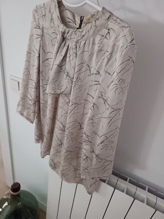 Camisa holgada mujer beige